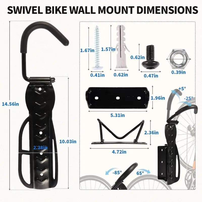 Swivel Bike Wall Mount with Rear Wheel Stop