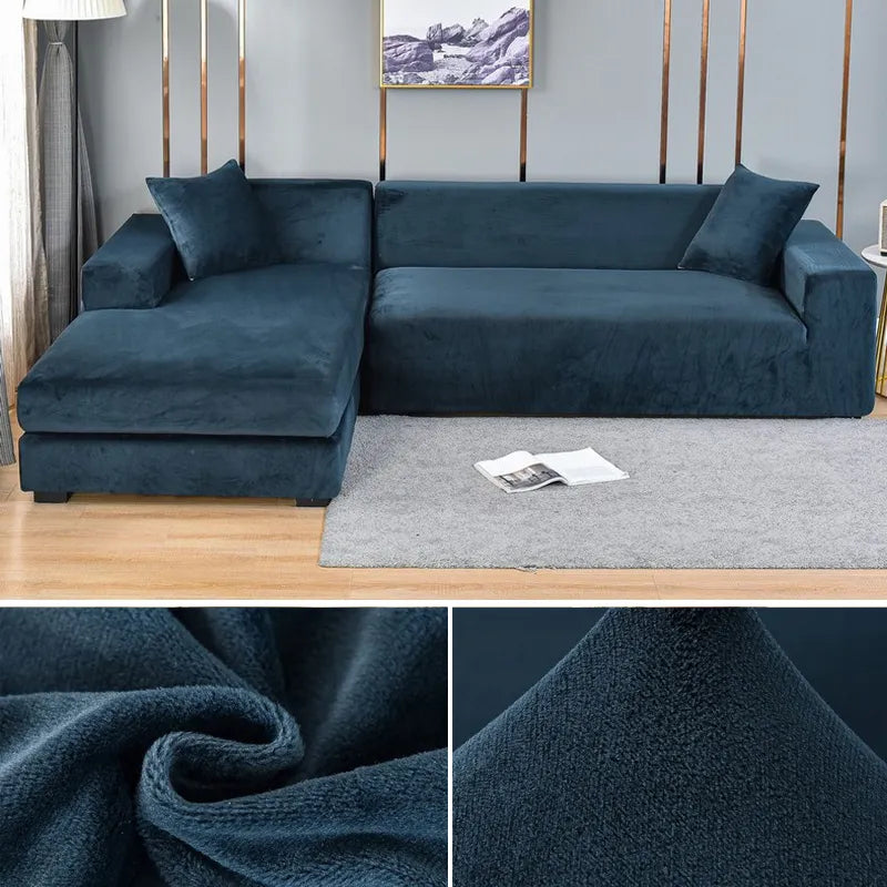 Velvet Stretch Sofa Cover – Couch Cover for Straight & Corner Sofas