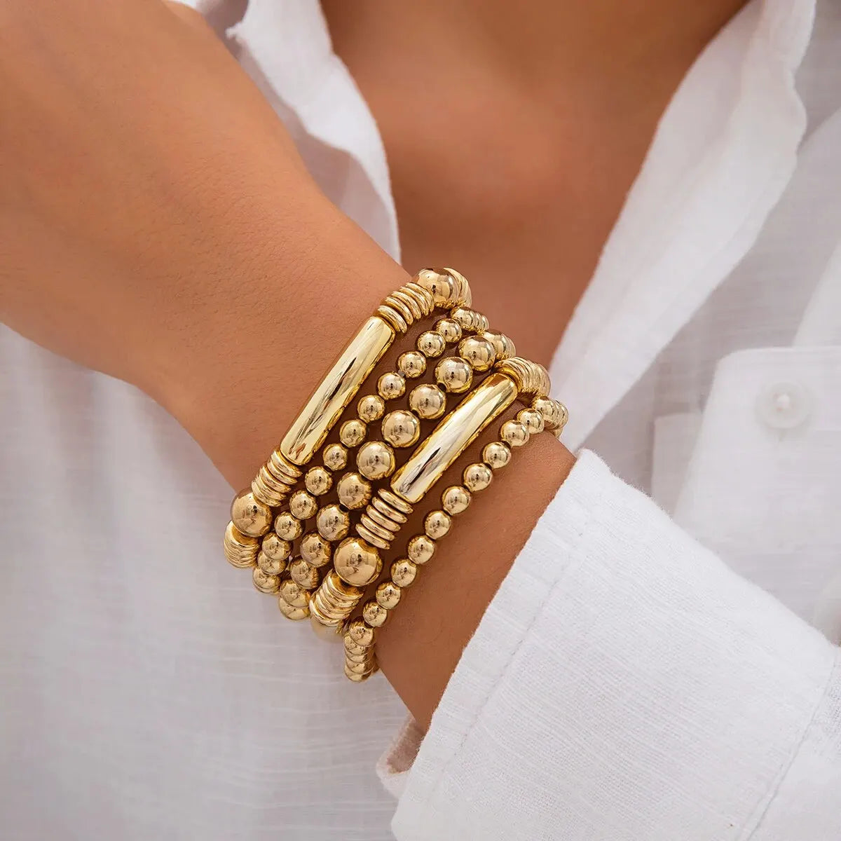 Women's Five-Piece Beaded Bracelet Set