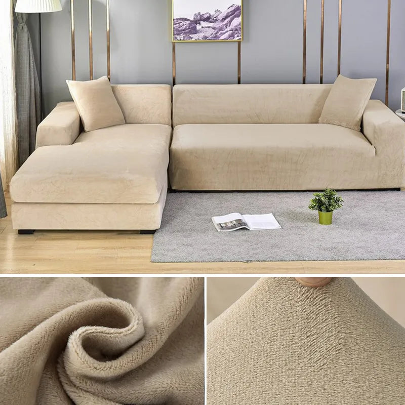 Velvet Stretch Sofa Cover – Couch Cover for Straight & Corner Sofas