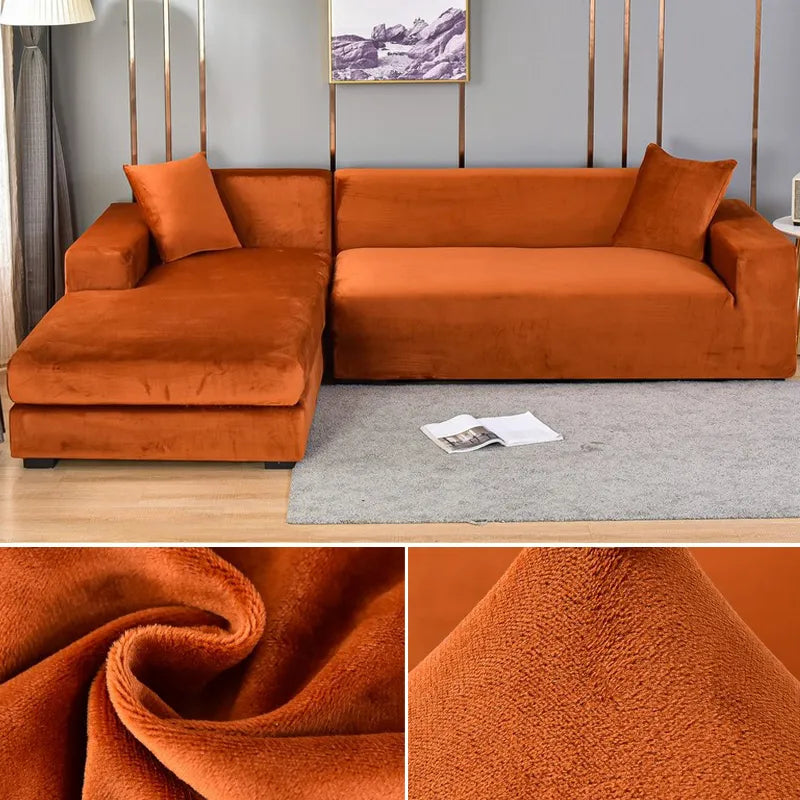 Velvet Stretch Sofa Cover – Couch Cover for Straight & Corner Sofas