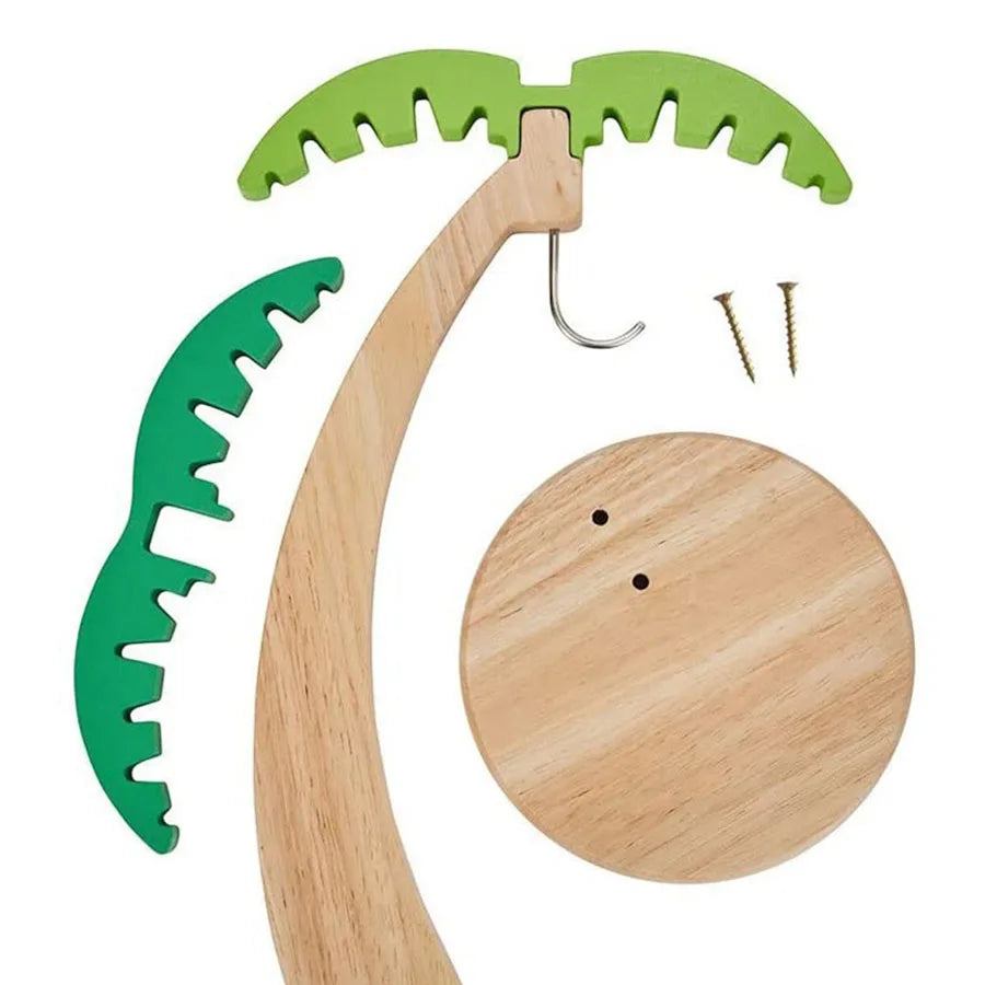 Wooden Banana Hanger with Leaf Detail