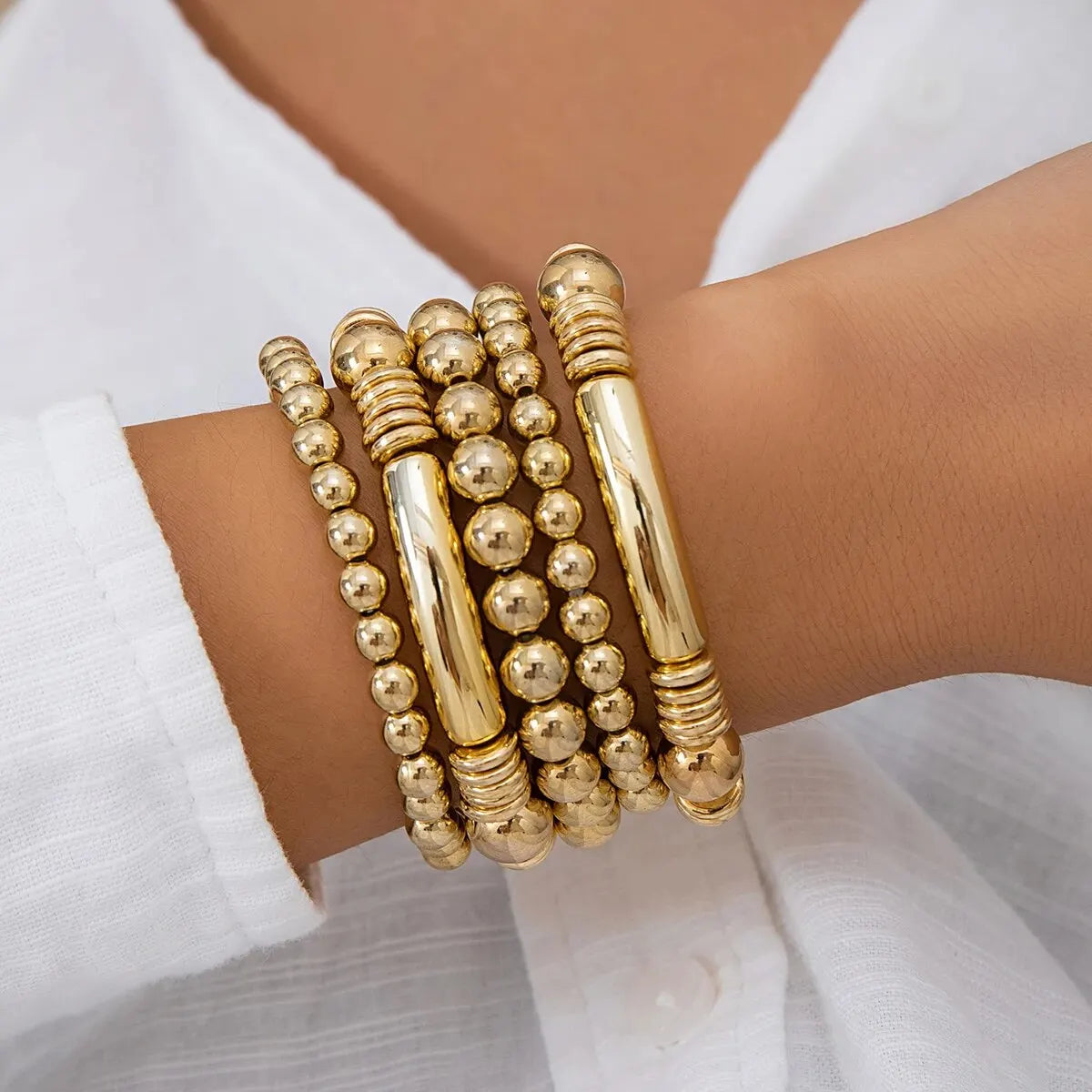 Women's Five-Piece Beaded Bracelet Set