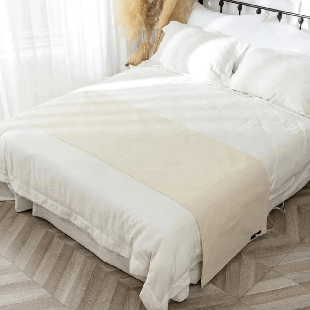 Beige Grounding-Style Bed Sheet with Connection Cable