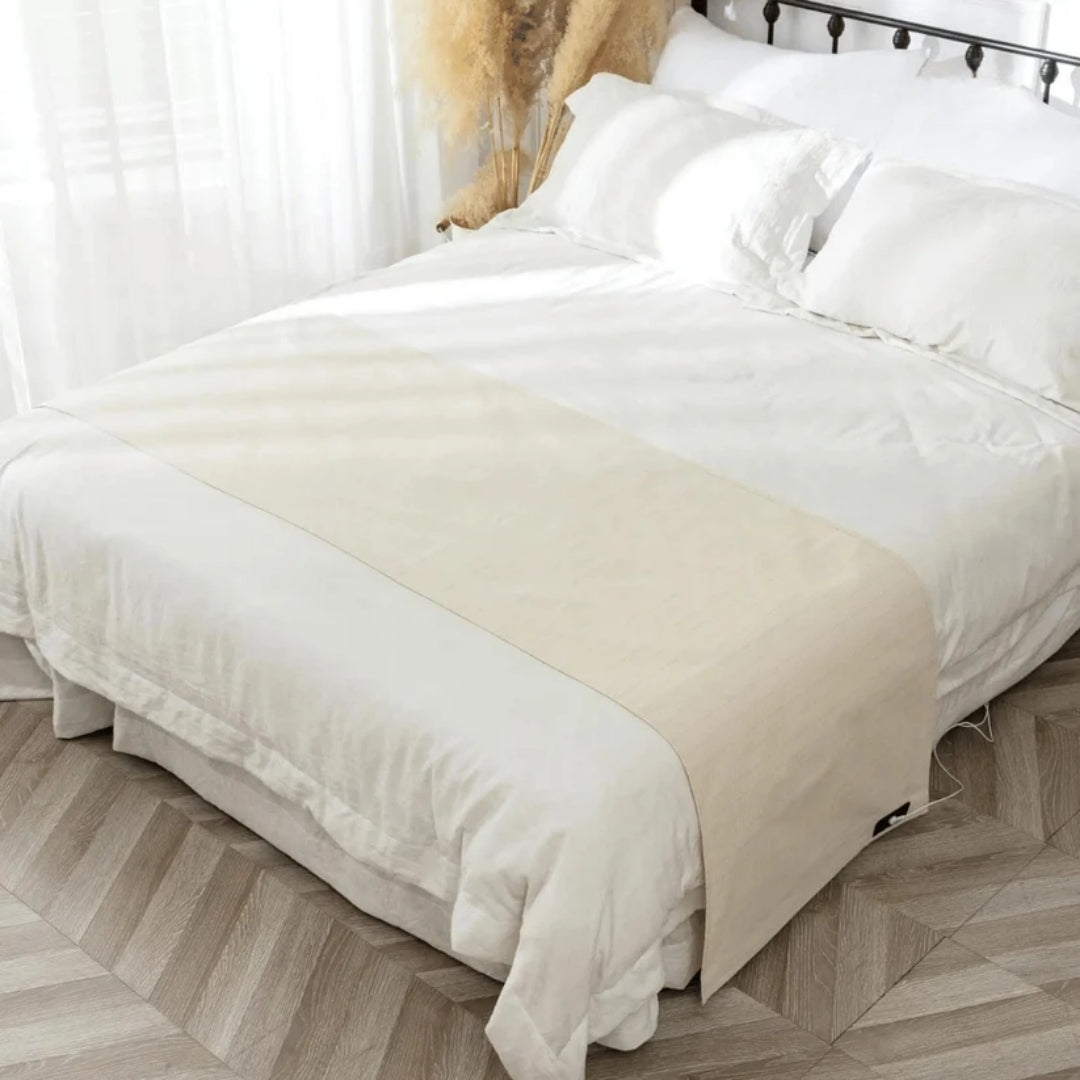 Beige Grounding-Style Bed Sheet with Connection Cable