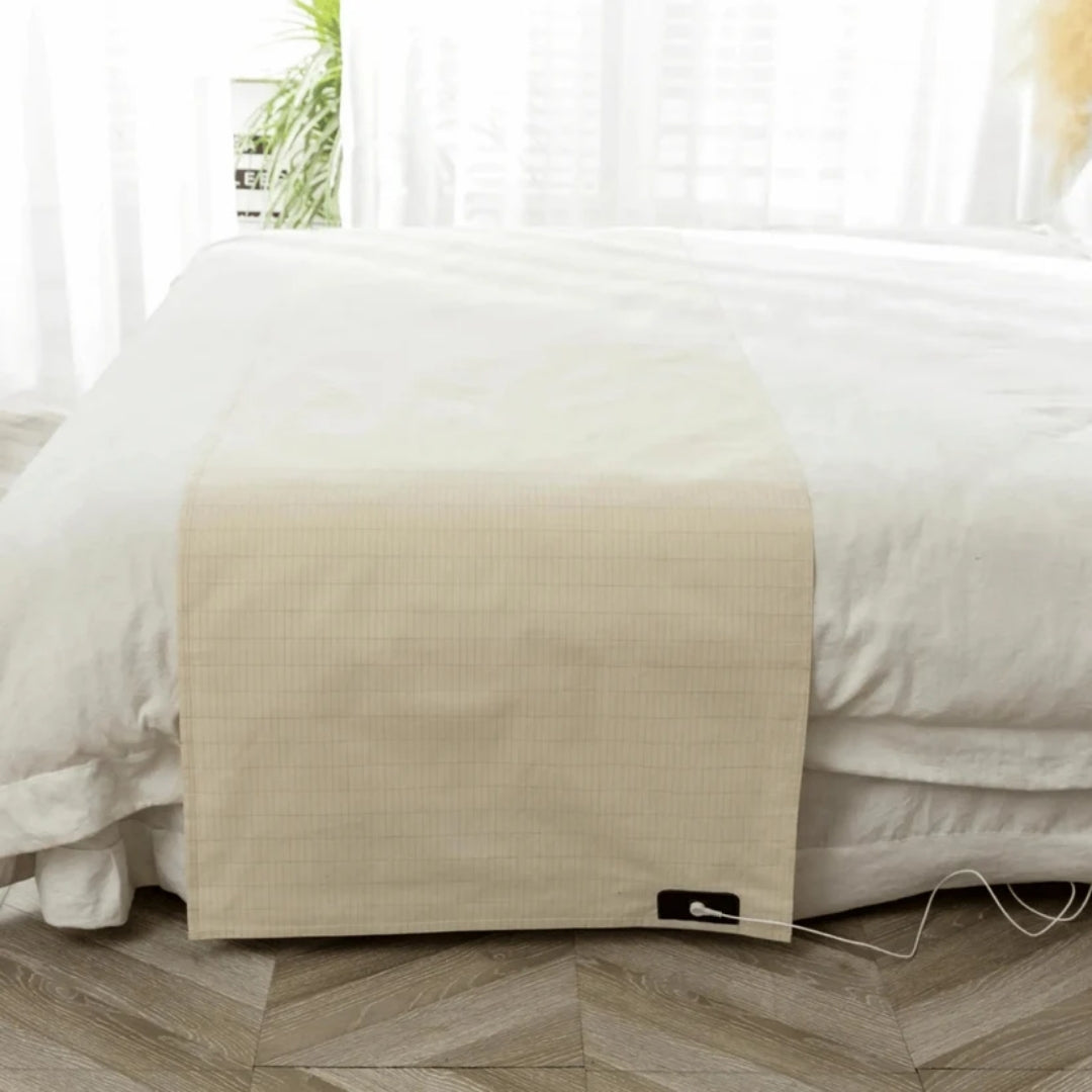 Beige Grounding-Style Bed Sheet with Connection Cable