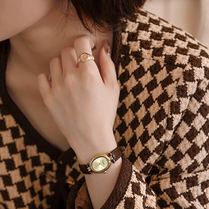 Women's Geometric Watch with Vegan Leather Strap