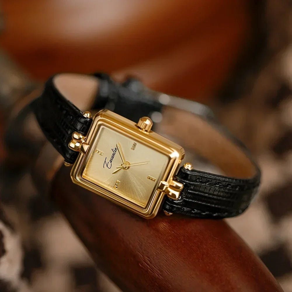 Women's Geometric Watch with Vegan Leather Strap