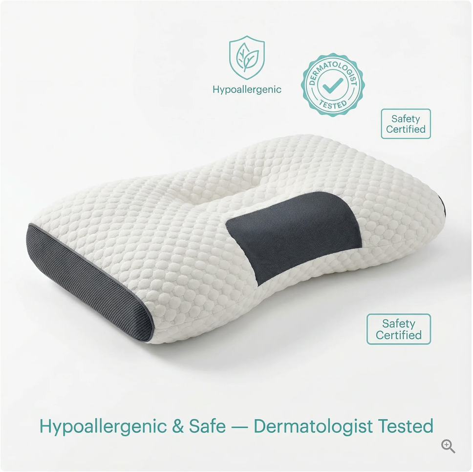 Ergonomic Memory Foam Pillow, Single or Pair