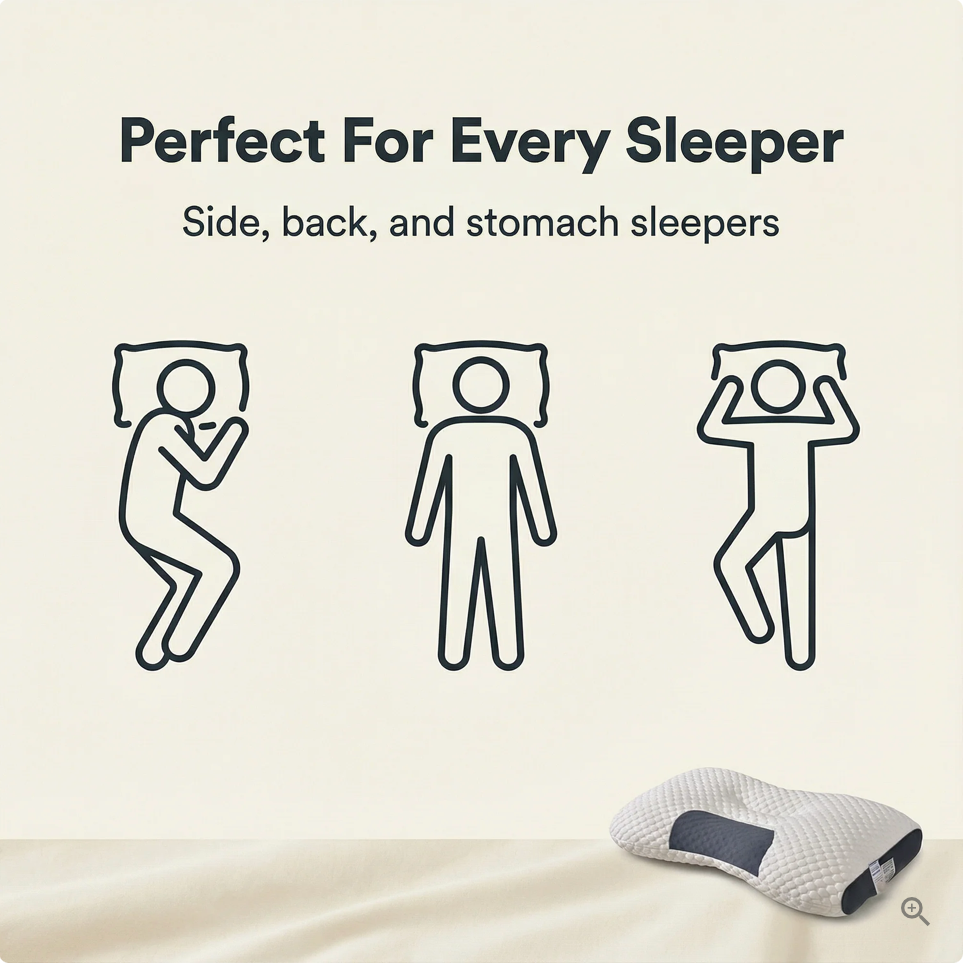Ergonomic Memory Foam Pillow, Single or Pair
