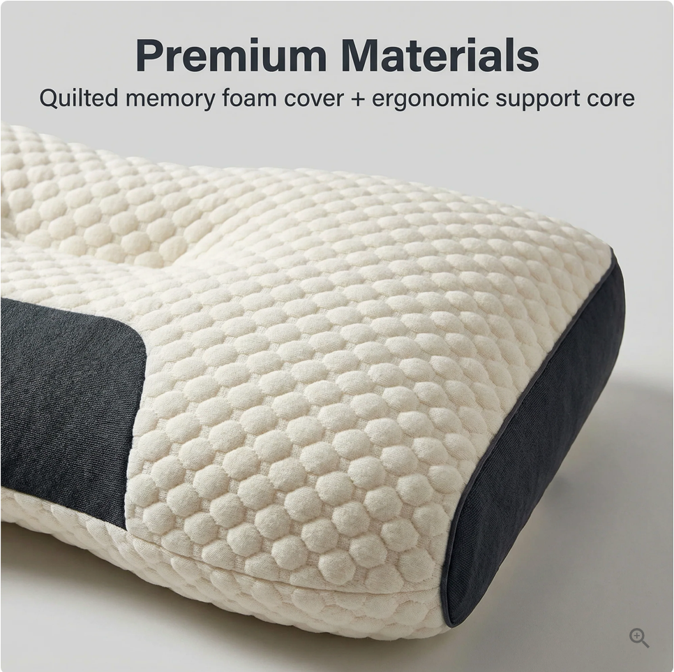 Ergonomic Memory Foam Pillow, Single or Pair