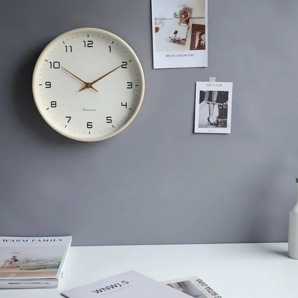 Scandinavian-Style Silent Wood-Look Wall Clock