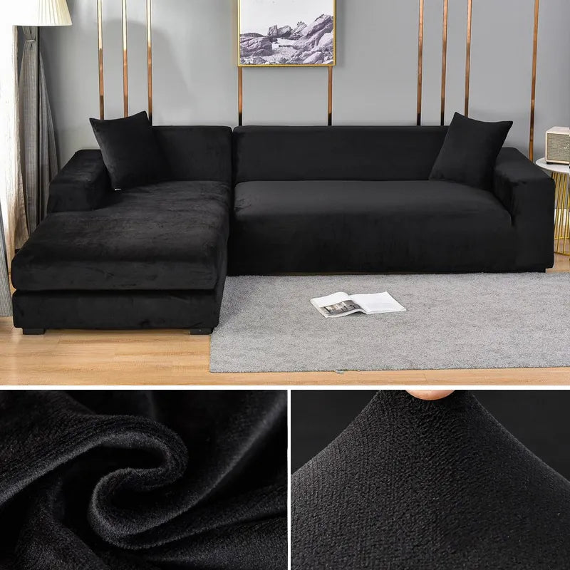Velvet Stretch Sofa Cover – Couch Cover for Straight & Corner Sofas