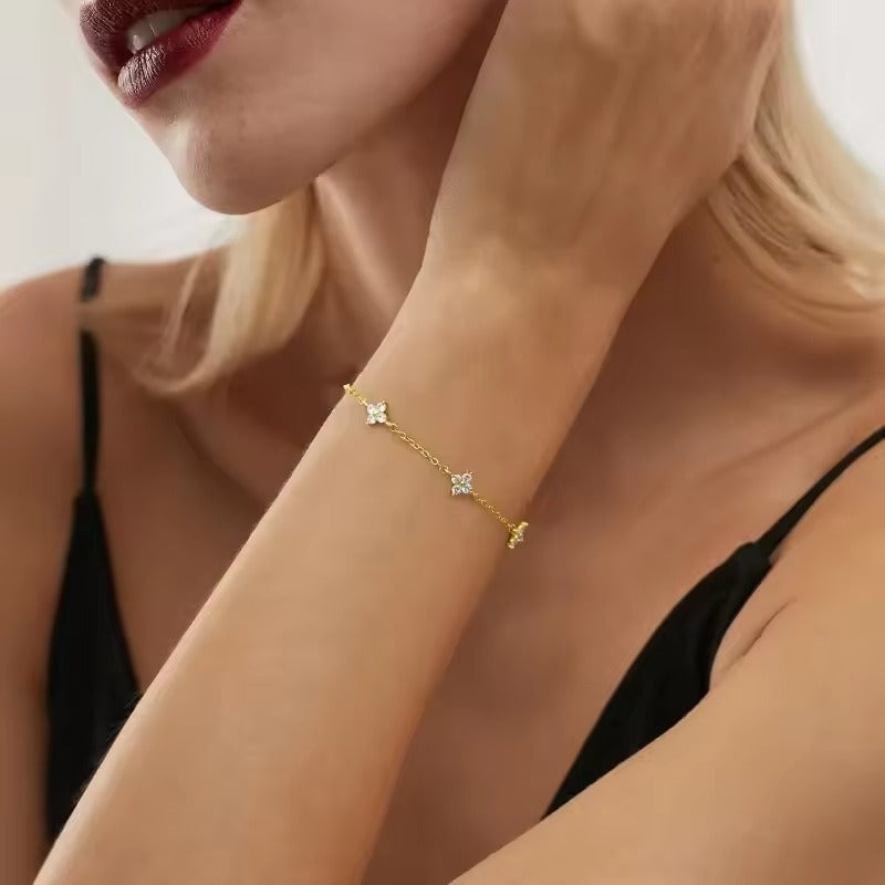Women's Delicate Bracelet with Crystal-Style Accents