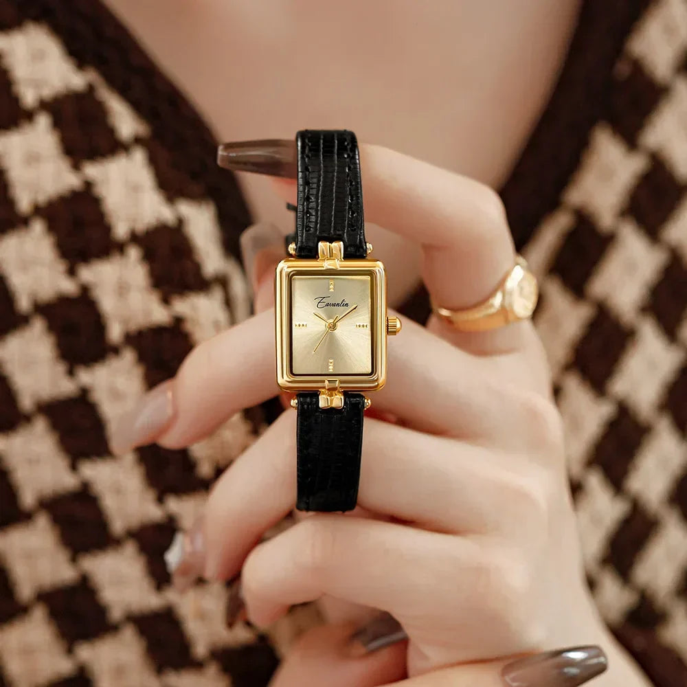 Women's Geometric Watch with Vegan Leather Strap