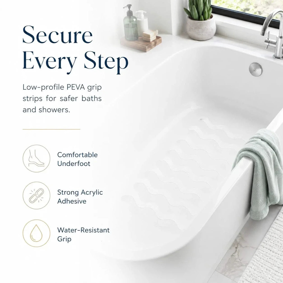 Anti-Slip Bath and Shower Strips, Clear