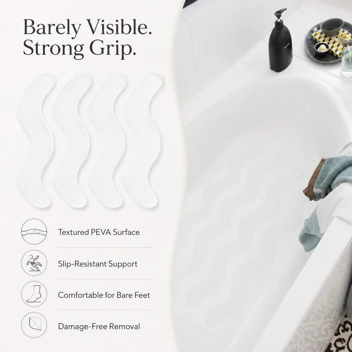 Anti-Slip Bath and Shower Strips, Clear