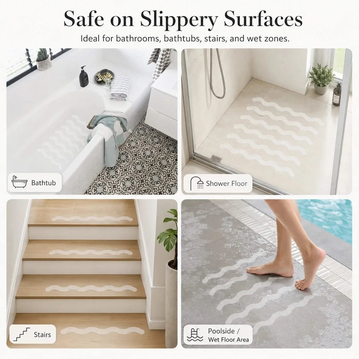 Anti-Slip Bath and Shower Strips, Clear