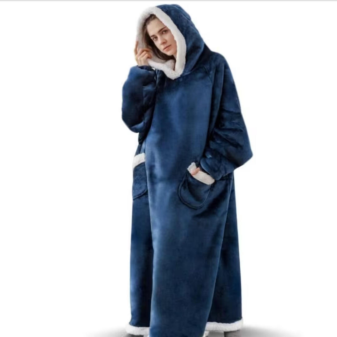 Oversized Wearable Blanket with Sleeves and Hood