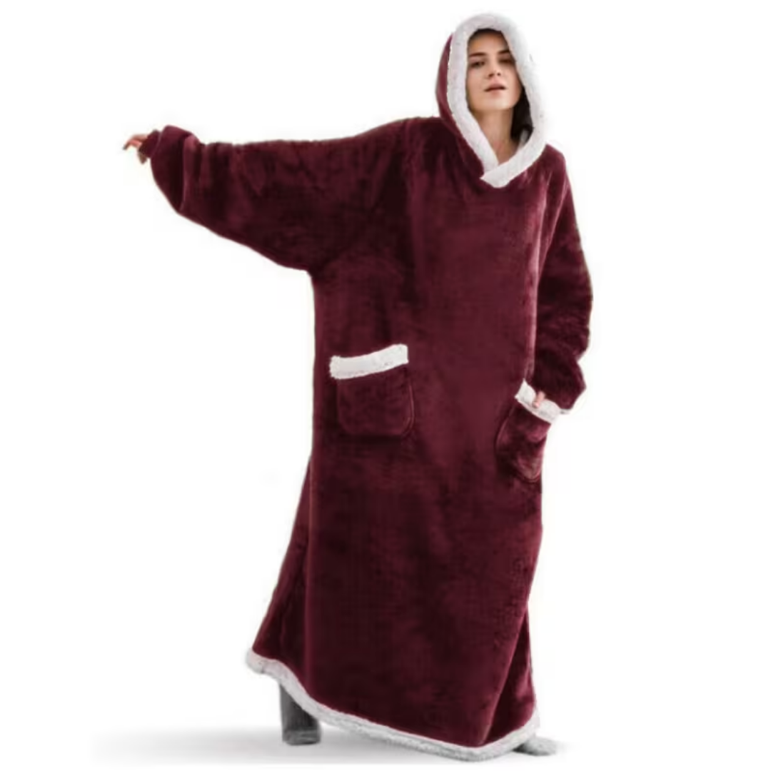 Oversized Wearable Blanket with Sleeves and Hood