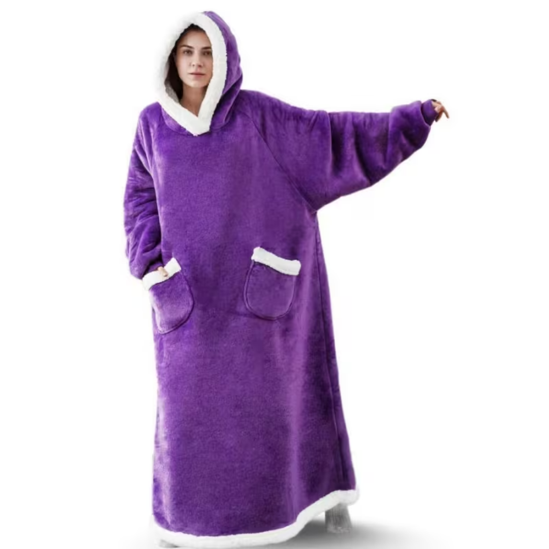 Oversized Wearable Blanket with Sleeves and Hood