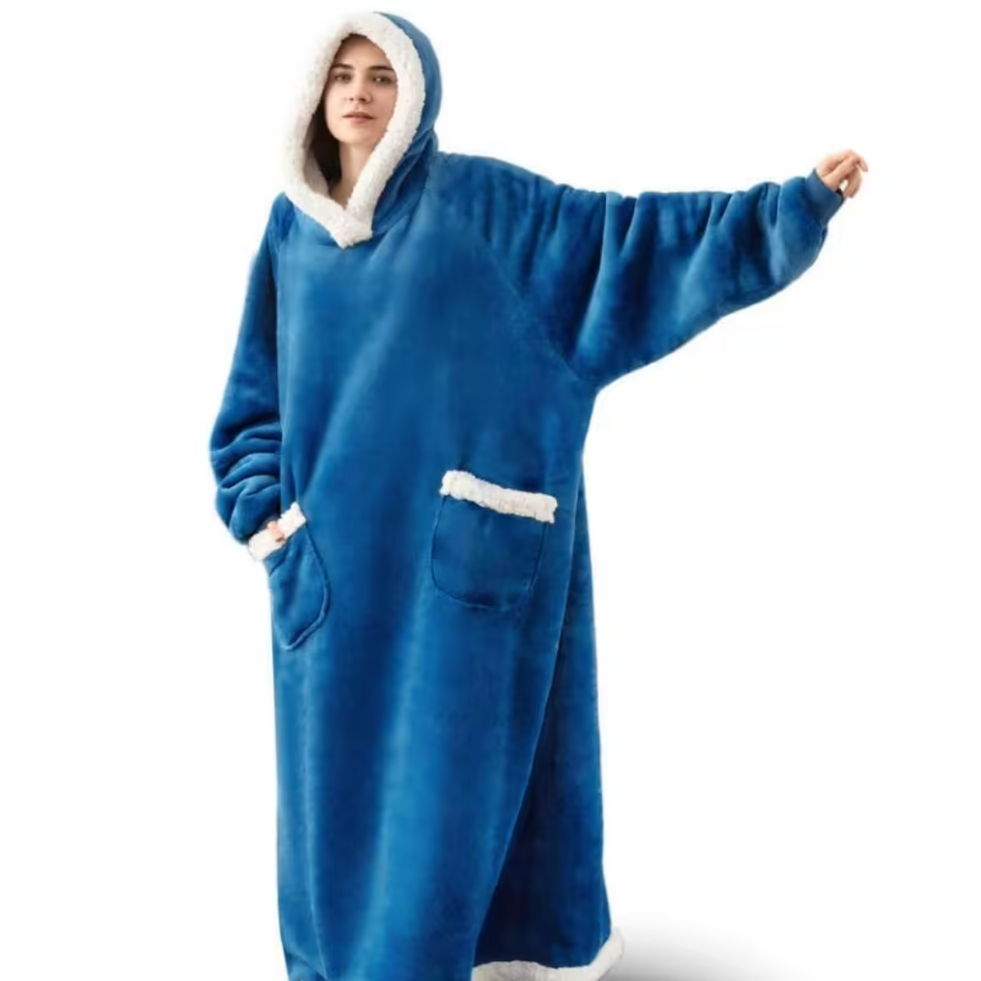 Oversized Wearable Blanket with Sleeves and Hood