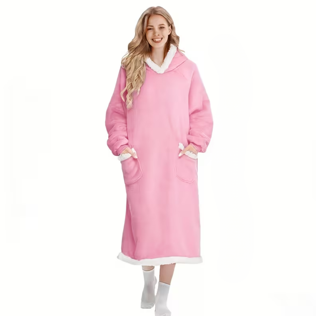 Oversized Wearable Blanket with Sleeves and Hood