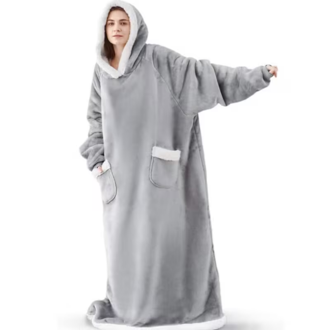 Oversized Wearable Blanket with Sleeves and Hood