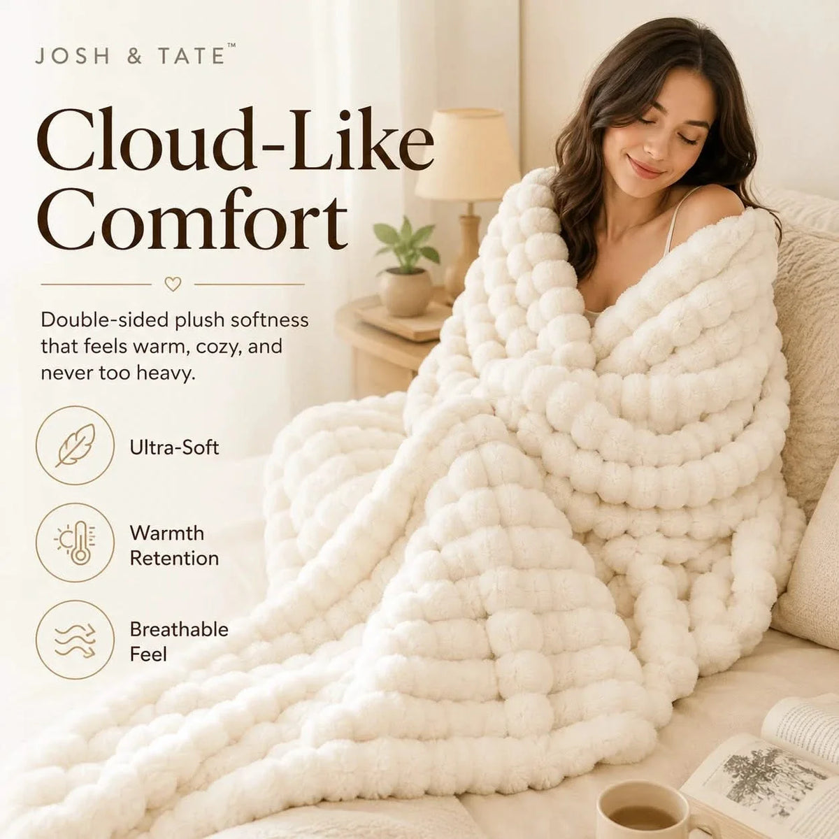 Ribbed Fleece Blanket, Soft Heavy Bed Throw