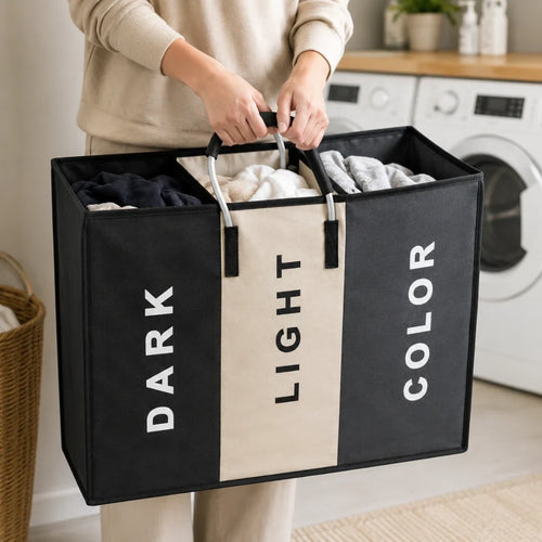 3-Section Laundry Sorter Hamper with Removable Bags