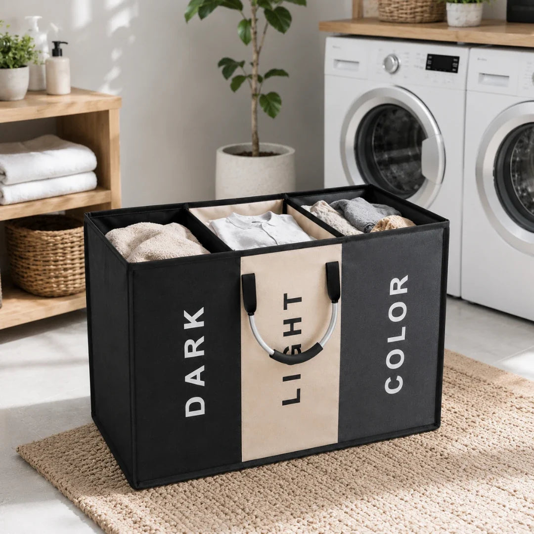 3-Section Laundry Sorter Hamper with Removable Bags