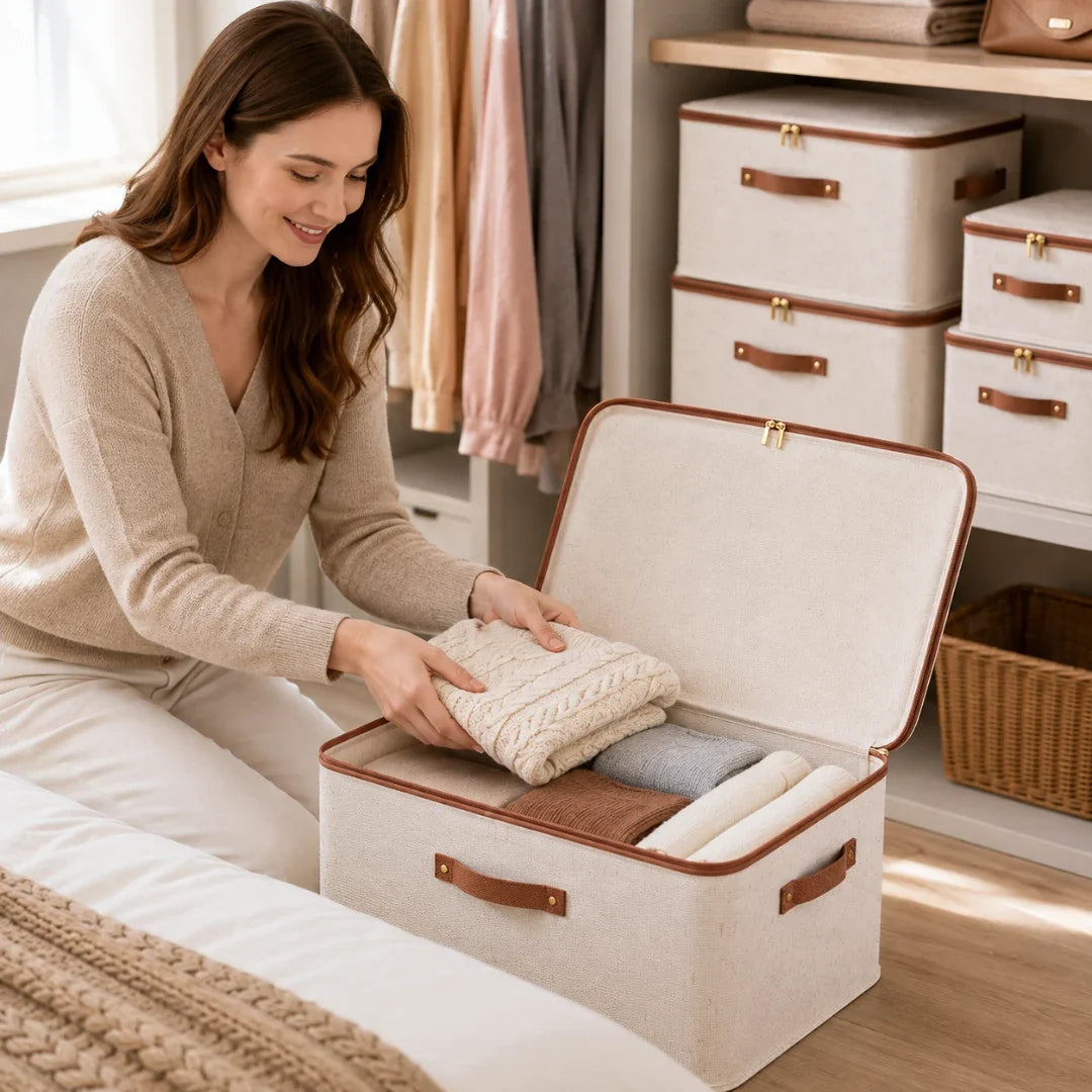 Zipped Fabric Storage Box, Under Bed Storage 8-56L