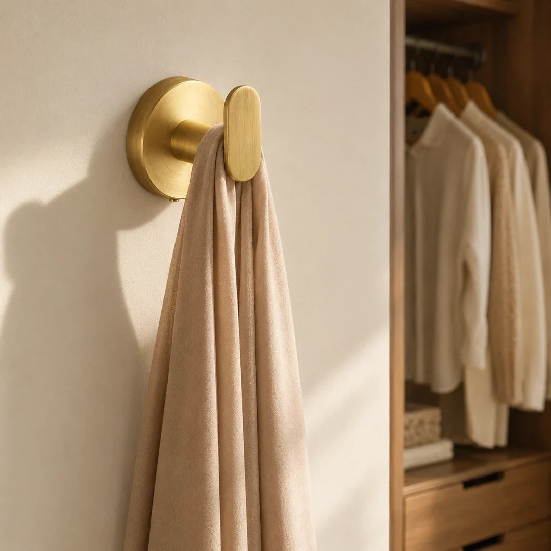 No-Drill Twist-Fit Wall Hook, Gold