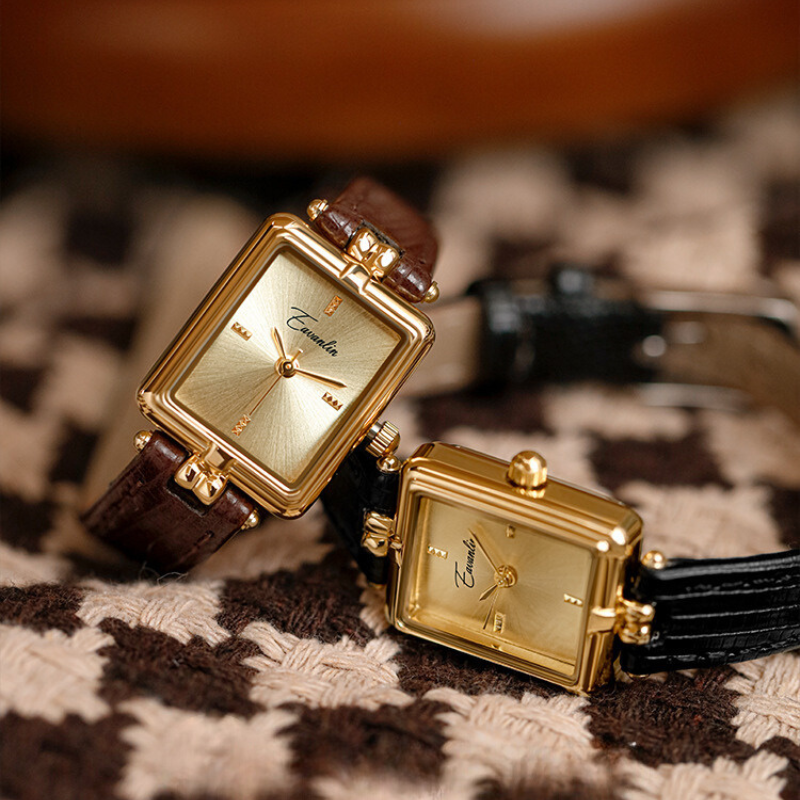 Women's Geometric Watch with Vegan Leather Strap
