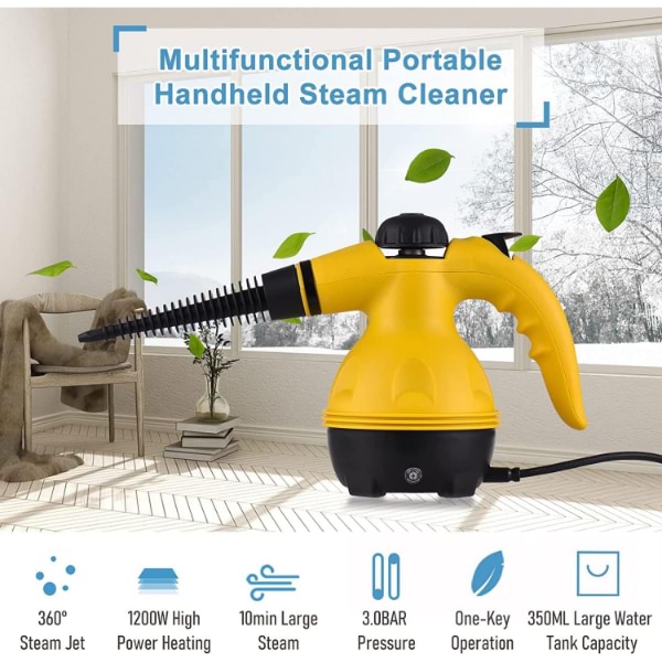 Compact Handheld Steam Cleaner with Accessory Set