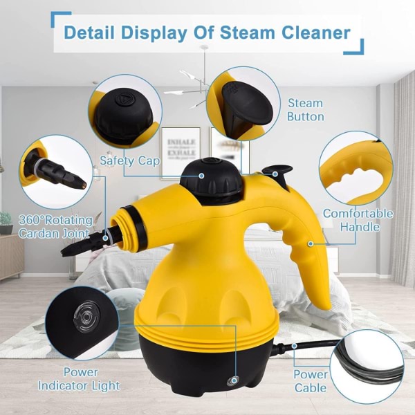 Compact Handheld Steam Cleaner with Accessory Set