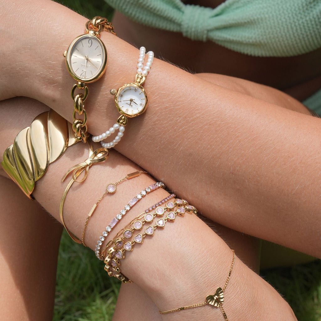 Women's Gold-Tone Pearl-Style Bracelet Watch