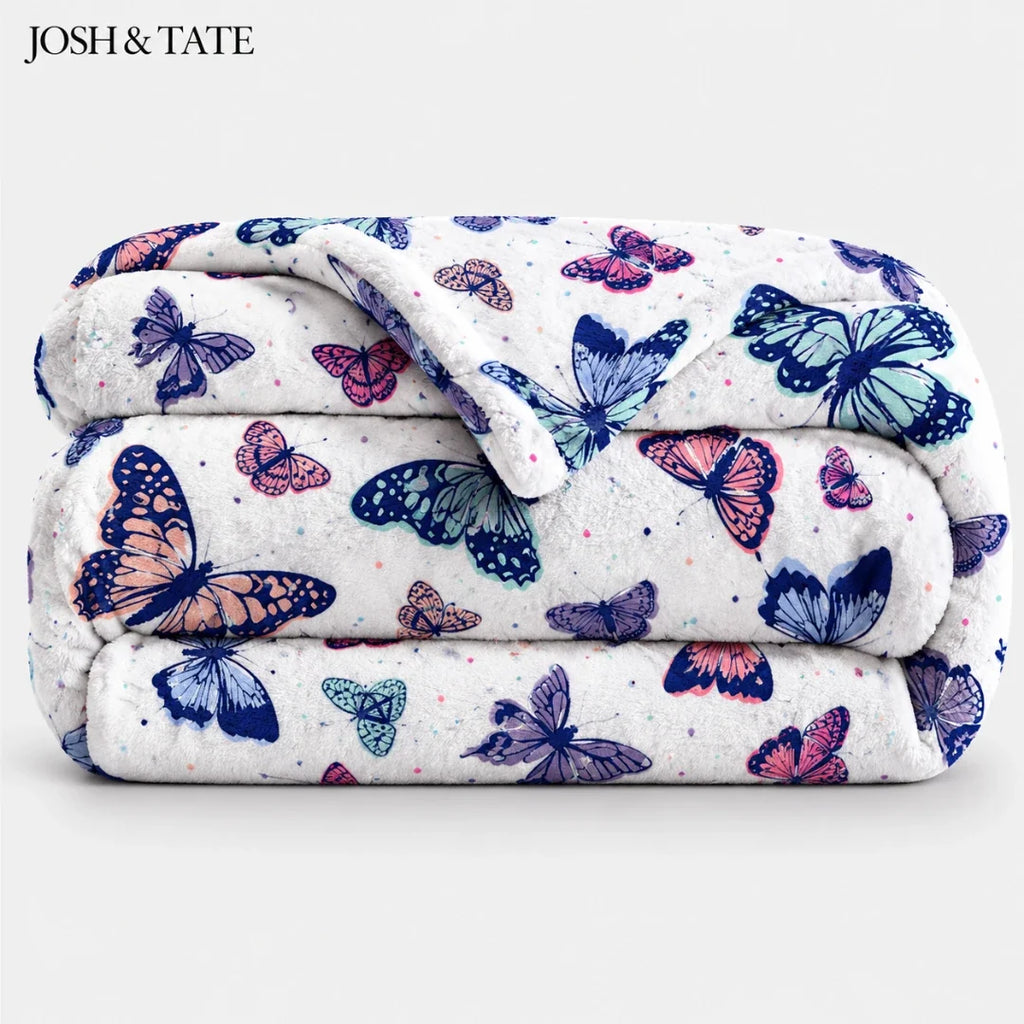 Butterfly Print Throw Blanket, 130 x 150cm