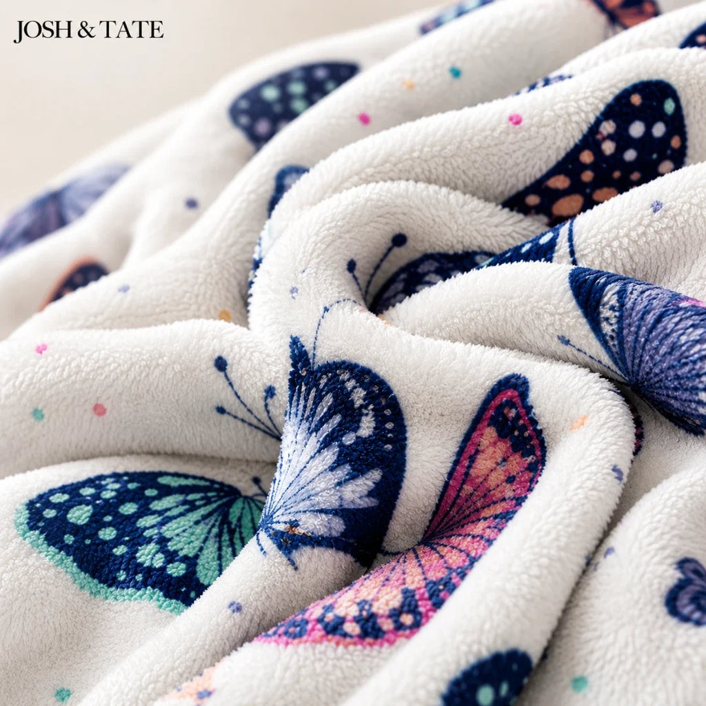 Butterfly Print Throw Blanket, 130 x 150cm