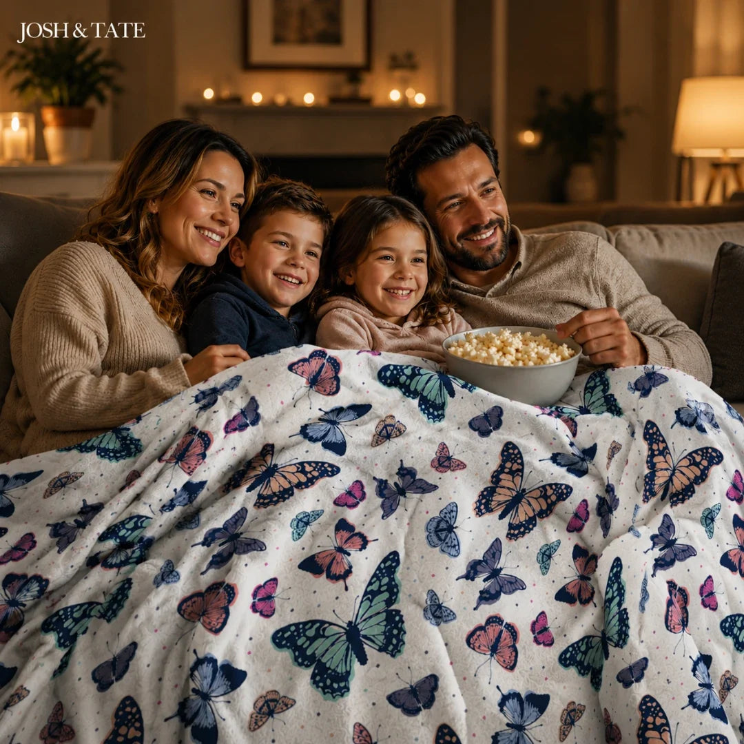 Butterfly Print Throw Blanket, 130 x 150cm