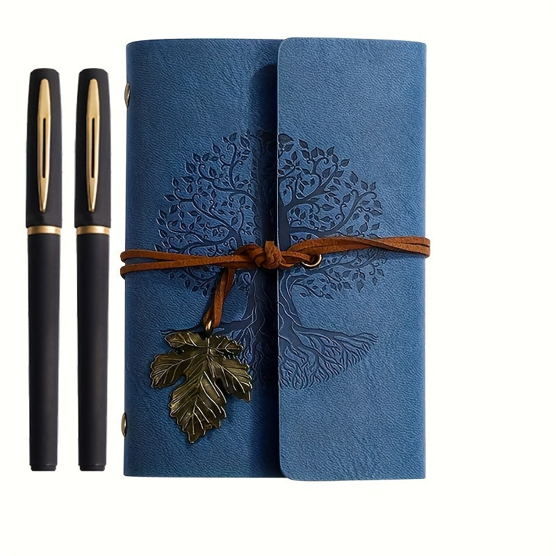Tree-Embossed Wrap Notebook Set with 2 Pens
