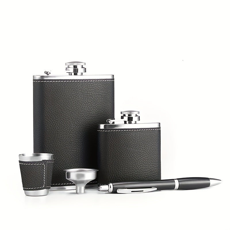 Double Hip Flask Gift Set with Cups and Accessories