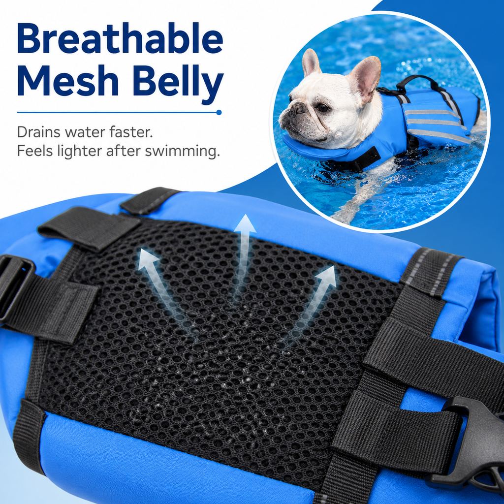 Dog Life Jacket with Chin Float for Flat-Faced Breeds
