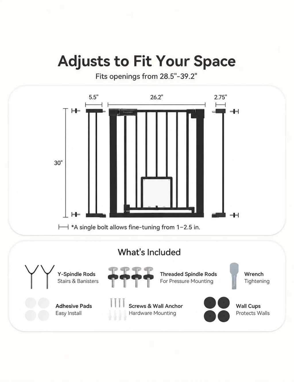 Pressure-Mounted Dog Gate With Cat Door