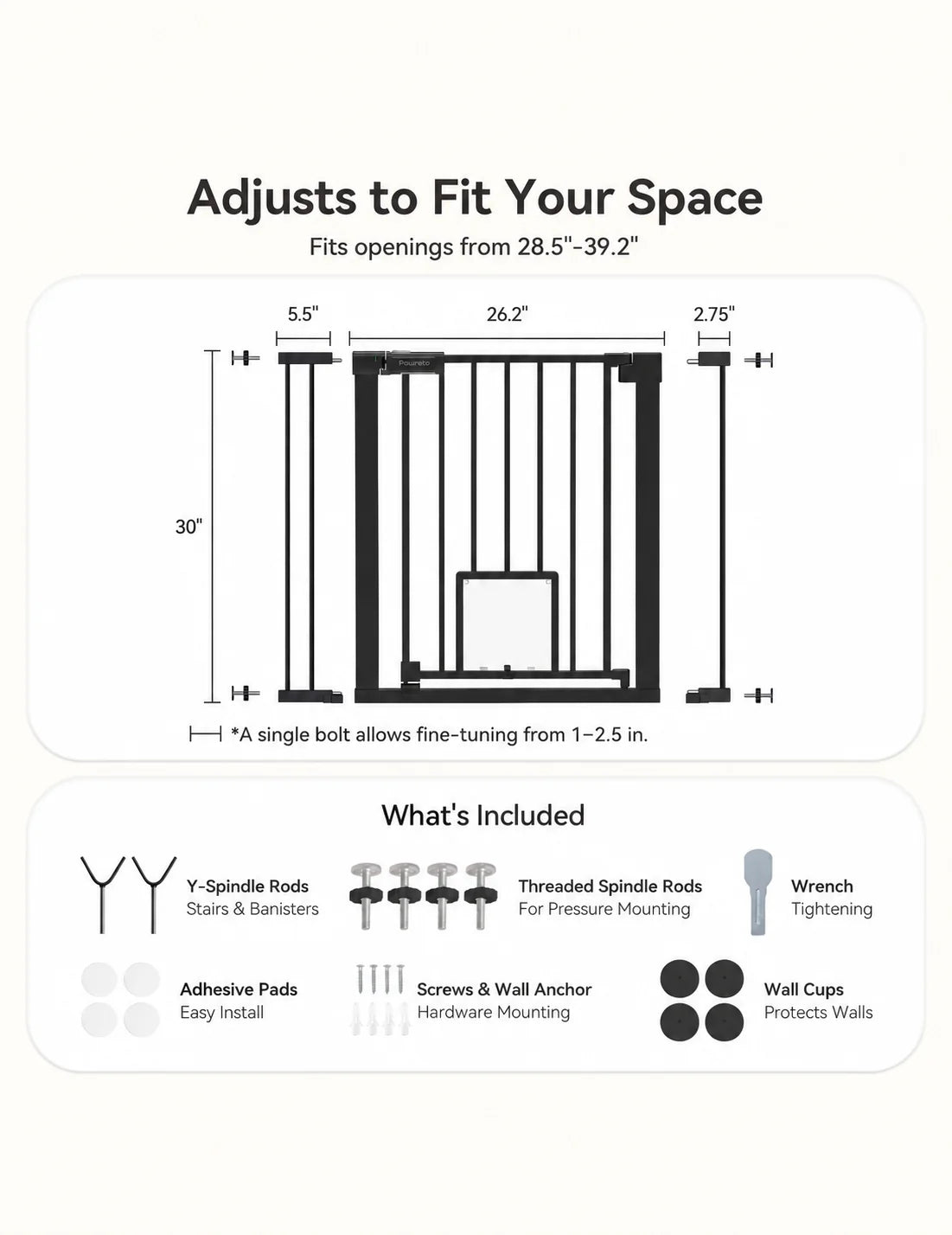 Pressure-Mounted Dog Gate With Cat Door
