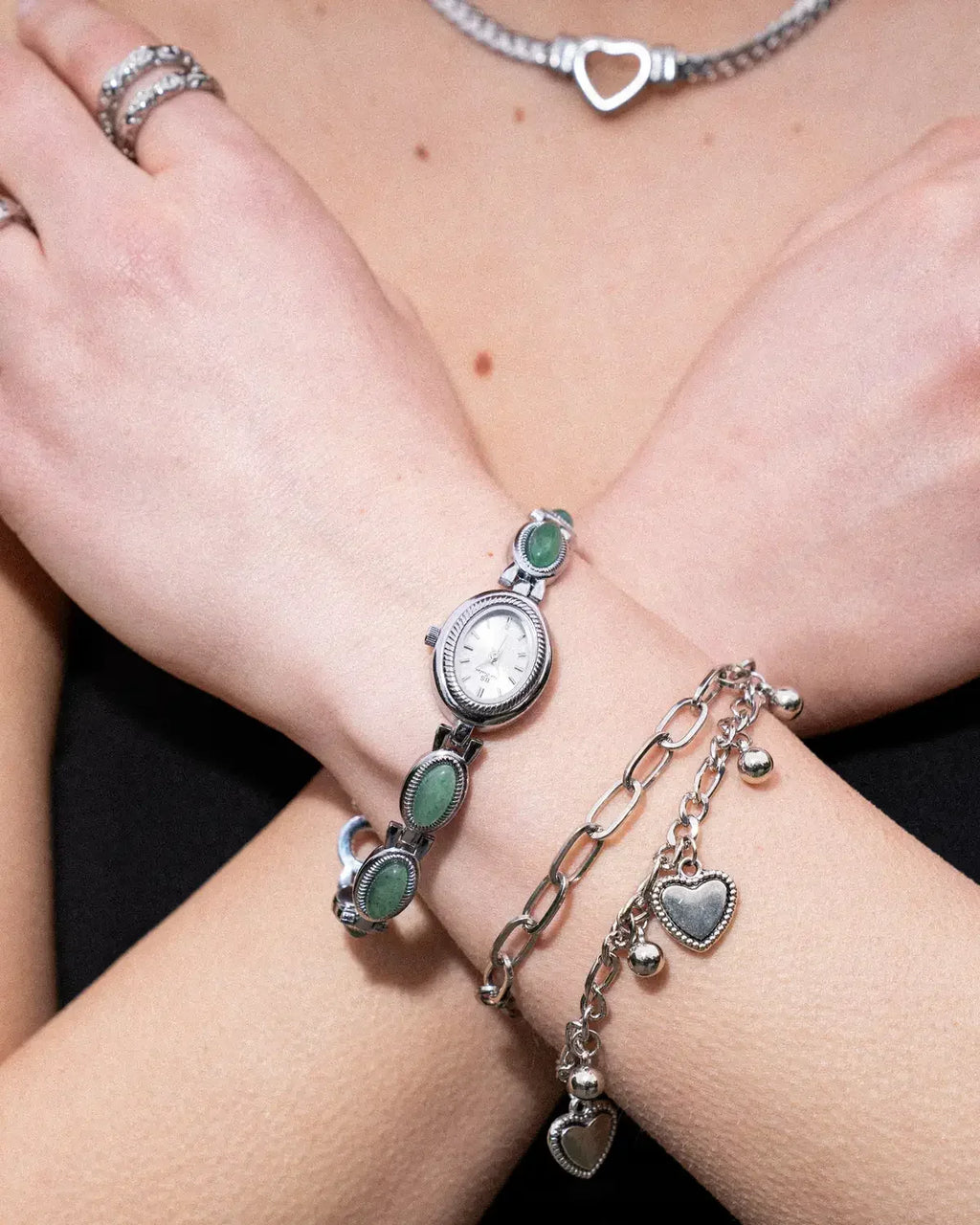 Women's Jewelry-Inspired Watch with Stone Accents