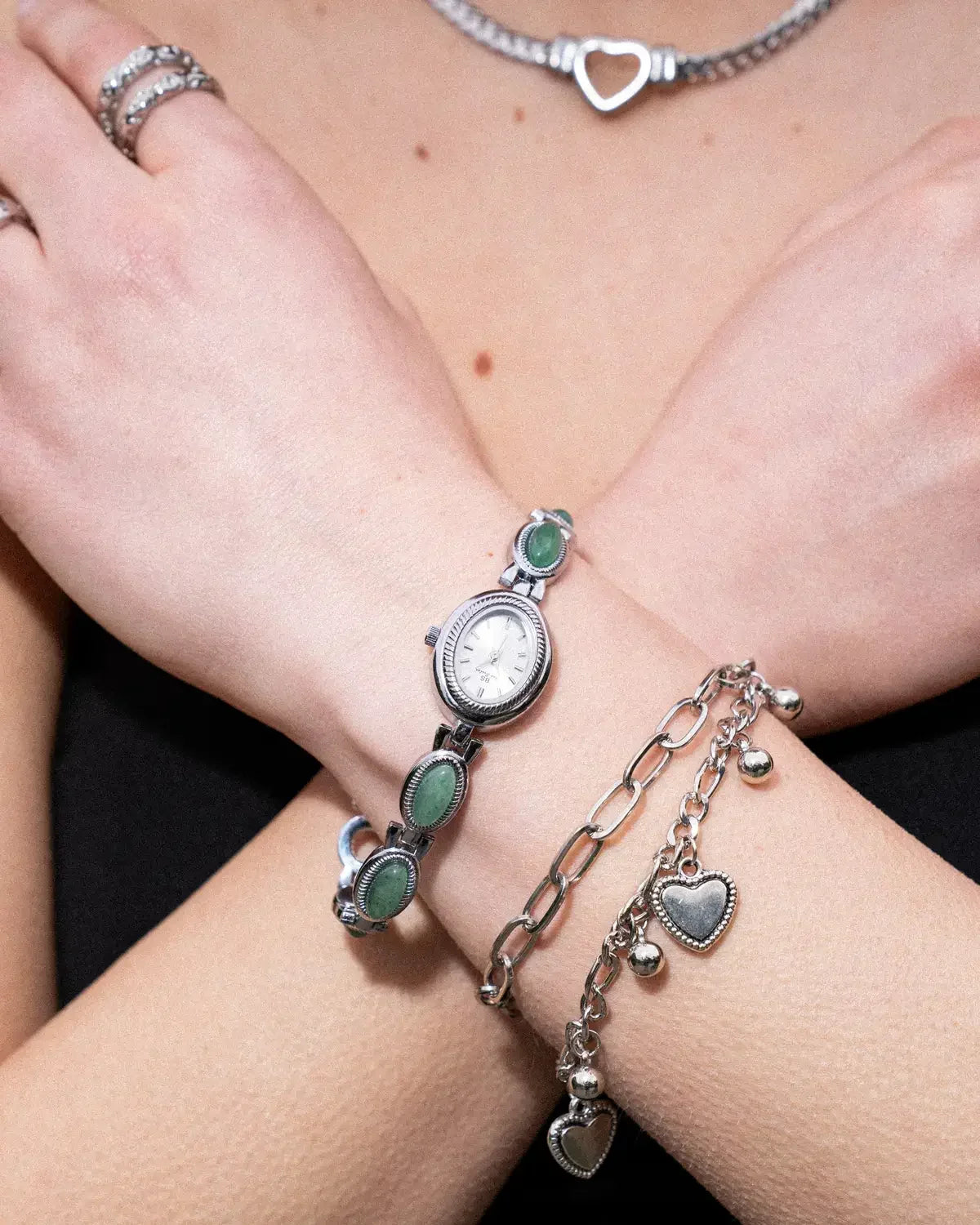 Women's Jewelry-Inspired Watch with Stone Accents