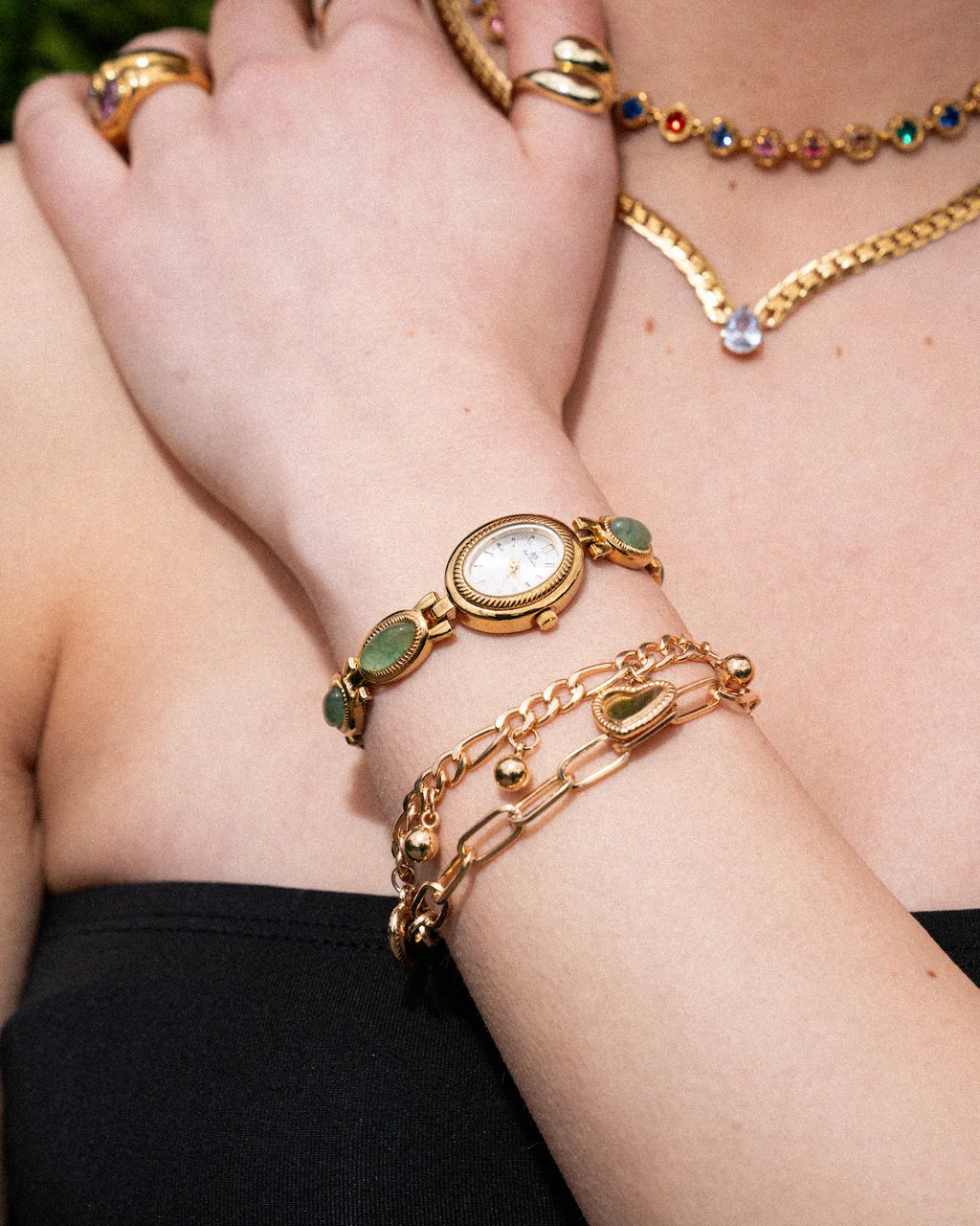Women's Jewelry-Inspired Watch with Stone Accents