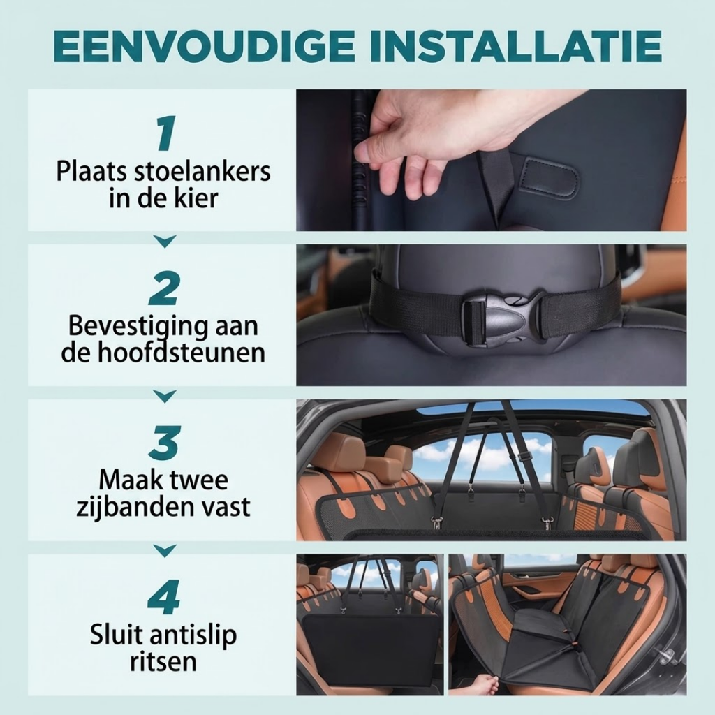 Dog car back seat cover with storage pockets for small accessories