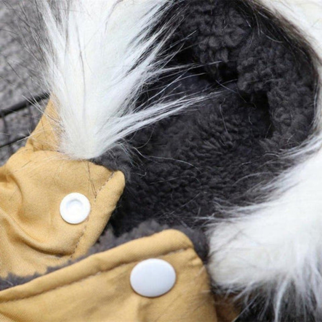 Hooded Dog Winter Coat with Faux Fur Trim